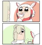  alpaca_ears alpaca_suri_(kemono_friends) bkub_(style) drooling fur_collar hair_over_one_eye head_wings japanese_crested_ibis_(kemono_friends) kemono_friends parody poptepipic tea user_mcrg4448 