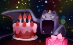  bat birthday birthday_cake cake candle commentary crown fang food golbat no_humans pokemon pokemon_(game) pokemon_rgby present wings yiq 