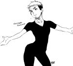  1boy character_name christophe_giacometti facial_hair male_focus monochrome mouri outstretched_arms parted_lips spread_arms sweat yuri!!!_on_ice 