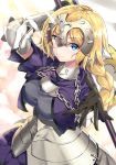  1girl akae_neo armor armored_dress blonde_hair braid capelet chains fate/apocrypha fate/grand_order fate_(series) flag gauntlets headpiece highres jeanne_d&#039;arc_(fate) jeanne_d&#039;arc_(fate)_(all) long_braid long_hair single_braid very_long_hair 