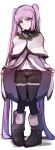  1girl absurdly_long_hair alternate_costume bangs black_footwear black_legwear black_shorts blush boots capelet character_request dress eyebrows_visible_through_hair fate/grand_order fate_(series) full_body grin head_tilt highres long_hair looking_at_viewer navel open_clothes open_dress pantyhose pigeon-toed pink_eyes pink_hair short_shorts shorts sketch smile solo standing twintails very_long_hair wadakazu white_background white_capelet white_dress 