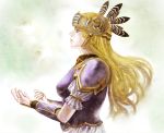  1girl 40_40 alicia_(valkyrie_profile_2) arm_guards armor armored_dress blonde_hair breastplate breasts commentary_request helmet long_hair shoulder_pads solo valkyrie valkyrie_profile valkyrie_profile_2 