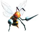  beedrill byte_(grunty-hag1) commentary creature flying full_body insect looking_away lowres no_humans pokemon pokemon_(game) pokemon_rgby realistic red_eyes simple_background solo white_background wings 