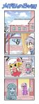  &gt;_&lt; ... 3girls 4girls 4koma :3 blonde_hair colonel_aki colored comic crossed_arms flandre_scarlet frozen grey_hair hat hong_meiling izayoi_sakuya long_hair maid_headdress melting mob_cap multiple_girls open_mouth patchouli_knowledge running snow spoken_ellipsis sunlight touhou wings 