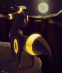 commentary dated from_behind full_body full_moon looking_away moon night night_sky no_humans pokemon pokemon_(creature) pokemon_(game) pokemon_gsc red_eyes rock-bomber signature sky solo standing star_(sky) starry_sky umbreon 