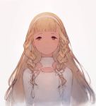  1girl blonde_hair braid brown_eyes character_request closed_mouth copyright_request hairband highres junwool long_hair looking_at_viewer sketch smile solo twin_braids upper_body white_background 