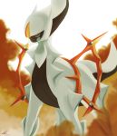  arceus commentary creature dated looking_away no_humans pokemon pokemon_(creature) pokemon_(game) pokemon_dppt red_eyes rock-bomber signature solo standing upper_body white_skin 