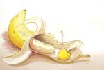  artist_name banana bird chai food fruit graphite_(medium) highres no_humans original traditional_media translation_request 