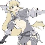  1girl armor blonde_hair blush braid cosplay fire_emblem fire_emblem:_kakusei fire_emblem_heroes gebyy-terar gloves green_eyes long_hair looking_at_viewer open_mouth serge_(fire_emblem) sharena simple_background smile solo white_background 