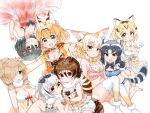  6+girls alpaca_suri_(kemono_friends) animal_ears babydoll bird_tail black_hair bow breasts brown_hair camisole chemise cleavage common_raccoon_(kemono_friends) eurasian_eagle_owl_(kemono_friends) fennec_(kemono_friends) frills gloves head_wings kaban_(kemono_friends) kanjitomiko kemono_friends lace lingerie midriff multiple_girls navel negligee nightgown northern_white-faced_owl_(kemono_friends) panties ribbon see-through serval_(kemono_friends) serval_ears serval_print serval_tail spaghetti_strap strap_slip tail thigh-highs underwear underwear_only 