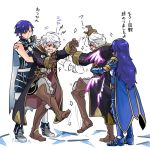  artist_request blue_hair cape dark_persona father_and_daughter fire_emblem fire_emblem:_kakusei fire_emblem_heroes gimurei hood krom long_hair lucina male_my_unit_(fire_emblem:_kakusei) mamkute my_unit_(fire_emblem:_kakusei) short_hair smile tiara translation_request white_hair 