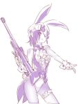  1girl animal_ears beanie bow bowtie bunny_girl bunny_tail commentary cravat gun hat iesupa may_zedong one_eye_covered rabbit_ears rifle rwby sleeve_cuffs sniper_rifle solo tail weapon 