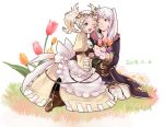  2girls artist_request blonde_hair blush cape dress female_my_unit_(fire_emblem:_kakusei) fire_emblem fire_emblem:_kakusei hair_ornament liz_(fire_emblem) long_hair looking_at_viewer mamkute multiple_girls my_unit_(fire_emblem:_kakusei) robe short_hair short_twintails smile twintails white_hair 