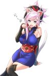  animal_ears earrings fang fate/grand_order fate_(series) highres jewelry looking_at_viewer mitsugu miyamoto_musashi_(fate/grand_order) open_mouth paw_pose tail 