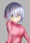  absurdres alternate_costume fate/apocrypha fate/grand_order fate_(series) green_eyes highres jack_the_ripper_(fate/apocrypha) looking_at_viewer misakisanakichi pink_sweater scar sweater white_hair 