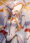  :&lt; breasts commentary_request darling_in_the_franxx doyouwantto horn humanoid_robot looking_at_viewer mecha no_humans red_eyes signature strelizia upper_body 