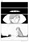  1girl 4koma asaya_minoru barefoot braid chains comic creature cuffs greyscale in_cell long_hair majo_shuukai_de_aimashou monochrome original prison prison_cell silent_comic 