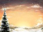  christmas christmas_ornaments clouds cloudy_sky commentary commentary_request landscape leona_(yun_laurant) mountain no_humans original outdoors pine_tree scenery sky snow snowing star_(sky) starry_sky tree twilight 