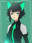  1girl :p ahoge animal_ears black_hair cat_ears cat_tail collar gerat green_eyes looking_at_viewer nein_(album) neon_lights short_hair solo sound_horizon tail tongue tongue_out yatsuki_gin 