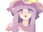  bangs blunt_bangs crescent face hat long_hair muranisaki open_mouth patchouli_knowledge purple_eyes purple_hair solo touhou violet_eyes 
