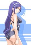  (^_^)_(pixiv198858) aono_miki ass blue_eyes blue_hair blush competition_swimsuit fresh_precure! fresh_pretty_cure! futari_wa_pretty_cure impossible_clothes long_hair looking_back muhi11234 one-piece_swimsuit precure purple_eyes shiny shiny_clothes skin_tight smile solo standing swimsuit violet_eyes 