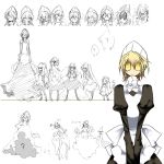  3m ahou_miya alien expressions fancy futaba_channel inui itai kirin_(nijiura_maid) maid monochrome monster_girl nijiura_maids partially_colored pixie_cut puffy_sleeves sketch yabai 