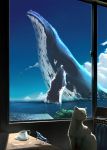  chair cloud clouds cup figure highres nnfsh ocean realistic sky surreal tree water whale window 