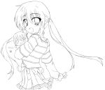  child doll hayate_no_gotoku! hold holding lineart long_hair looking_back monochrome otamon sanzen'in_nagi sanzenin_nagi skirt sweater twintails 