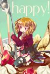  blonde_hair cake drill_hair food happy kinkirara necktie panties pastry queen_qko stakes_of_purgatory thigh-highs thighhighs umineko_no_naku_koro_ni underwear 