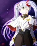  black_legwear blue_hair hoshino_ruri kidou_senkan_nadesico kidou_senkan_nadesico_-_prince_of_darkness long_hair martian_successor_nadesico pantyhose skirt twintails uniform yellow_eyes 