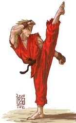  blonde_hair feet ikeda ken_masters kick kicking male street_fighter 