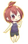  bike_shorts blush chibi hair_bobbles hair_ornament marui_futaba matsusaka_gyuu matsusaka_ushi mitsudo_moe mitsudomoe ponytail red_eyes red_hair redhead short_hair smile tank_top wink 