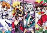  fate_testarossa hakurei_reimu kanna_(plum) konpaku_youmu mahou_shoujo_lyrical_nanoha mahou_shoujo_lyrical_nanoha_the_movie_1st plum_(artist) takamachi_nanoha thighhighs touhou 