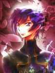  black_hair code_geass flower karu koromo_(kinu) lelouch_lamperouge male purple_eyes violet_eyes 