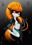  1girl black_background bugplayer highres imp long_hair midna orange_eyes orange_hair smirk solo the_legend_of_zelda the_legend_of_zelda:_twilight_princess 