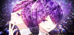  amethyst_(houseki_no_kuni) androgynous braid crystal gem gem_uniform_(houseki_no_kuni) hair_over_one_eye houseki_no_kuni looking_at_viewer myoya nail_polish purple_hair siblings smile sparkle twins violet_eyes 