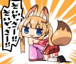  1girl :3 :d all_fours animal_ears bangs bare_shoulders bell black_footwear blonde_hair blue_eyes blush detached_sleeves eyebrows_visible_through_hair fox_ears fox_girl fox_tail full_body hair_bell hair_ornament kanikama kemomimi_vr_channel kneehighs long_hair long_sleeves looking_at_viewer looking_to_the_side lowres mikoko_(kemomimi_vr_channel) open_mouth pleated_skirt red_skirt ribbon-trimmed_legwear ribbon_trim skirt smile solo tail translation_request twintails virtual_youtuber white_legwear wide_sleeves zouri 
