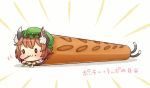  0_0 1girl :3 animal_ears brown_hair cat_ears cat_tail chen commentary dress food food_on_face green_hat hat ibaraki_natou jewelry long_sleeves mob_cap multiple_tails nekomata red_dress short_hair single_earring solo tail touhou two_tails 