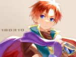  1boy blue_eyes fire_emblem fire_emblem:_fuuin_no_tsurugi headband male_focus redhead roy_(fire_emblem) short_hair simple_background smile solo yuki_(sumaburalove) 