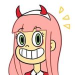 1girl andro_juniarto cloverworks crossover darling_in_the_franxx daron_nefcy_(style) disney green_eyes hairband horns lowres pink_hair shueisha smile star_vs_the_forces_of_evil straight_hair studio_trigger style_parody tokyo_mx trait_connection white_hairband zero_two_(darling_in_the_franxx) 