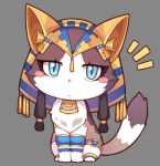  animalization blue_eyes blush_stickers cat chibi commentary ever_oasis fate_(series) grey_background jewelry looking_at_viewer no_humans ozymandias_(fate) simple_background tsubasa_tsubasa 