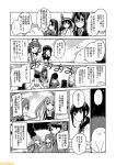  6+girls :d ;d abukuma_(kantai_collection) ahoge akitsu_maru_(kantai_collection) asagumo_(kantai_collection) ashigara_(kantai_collection) black_hair comic commentary detached_sleeves double_bun dress fubuki_(kantai_collection) glasses greyscale hachimaki hair_ornament hair_ribbon hat headband kantai_collection kasumi_(kantai_collection) low_ponytail michishio_(kantai_collection) mizumoto_tadashi mogami_(kantai_collection) monochrome multiple_girls nachi_(kantai_collection) non-human_admiral_(kantai_collection) nontraditional_miko one_eye_closed ooyodo_(kantai_collection) open_mouth peaked_cap pinafore_dress ribbon school_uniform serafuku short_hair short_ponytail side_ponytail sidelocks smile translation_request wide_sleeves yamashiro_(kantai_collection) 