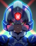  1boy android capcom copy_x face gradient gradient_background green_eyes helmet rockman rockman_zero solo tonami_kanji 