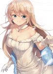  1girl blonde_hair blue_eyes blush braid breasts eyebrows_visible_through_hair g36_(girls_frontline) girls_frontline highres jewelry large_breasts long_hair looking_at_viewer motokonut necklace parted_lips smile solo_focus 