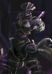  1girl absurdres albedo armor black_armor body_armor breasts highres horns overlord_(maruyama) solo violet_eyes you2060-bijaku 