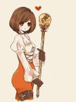  1girl ass black_hair bodysuit breasts cleavage commentary_request final_fantasy final_fantasy_ix garnet_til_alexandros_xvii happy medium_hair orange_bodysuit rinako_(rococo) small_breasts solo staff weapon 