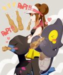  1girl black_legwear blue_eyes brown_hair double_bun legwear_under_shorts long_hair mei_(pokemon) pantyhose pokemon pokemon_(creature) pokemon_(game) pokemon_bw2 shorts twintails very_long_hair yellow_shorts 