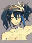  1boy black_hair genderswap genderswap_(ftm) hand_in_hair heterochromia mars_symbol multicolored_hair streaked_hair tongue tongue_out twintails upper_body utau yamako_(state_of_children) yokune_ruko 