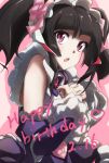  1girl 3104bnb black_hair commentary_request frilled_sleeves frills happy_birthday highres maid maid_headdress senki_zesshou_symphogear senki_zesshou_symphogear_xd_unlimited solo tsukuyomi_shirabe twintails violet_eyes 