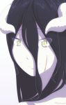 1girl albedo bare_shoulders black_hair blonde_hair blood bloody_tears demon demon_girl demon_horns hair_between_eyes highres horns karikato26 long_hair looking_at_viewer overlord_(maruyama) simple_background solo succubus tears white_background 